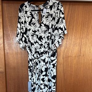 Elegant Black and White Floral Jumpsuit
